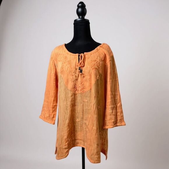 Soft Surroundings Tops - 🧡 Soft Surroundings Gauze Tunic Top • Light Orange • 100% Cotton ✨